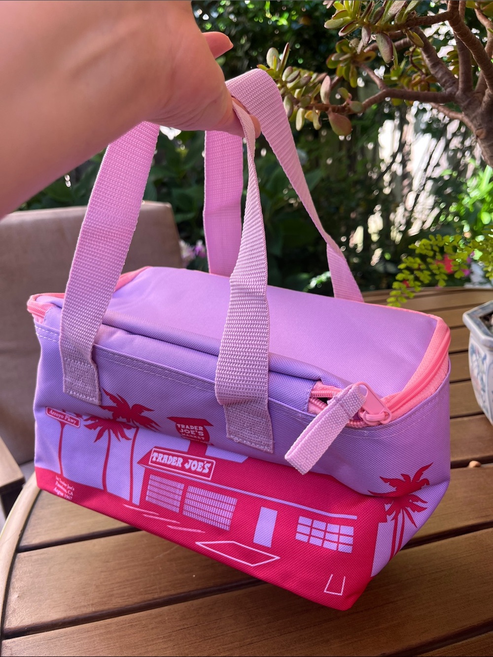 Trader Joe's Pink & Purple Mini Insulated lunch  Tote - Picture 2 of 3